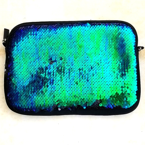 Mermaid Sequin Soft Zip Top Pouch Handbag - Picture 4 of 14